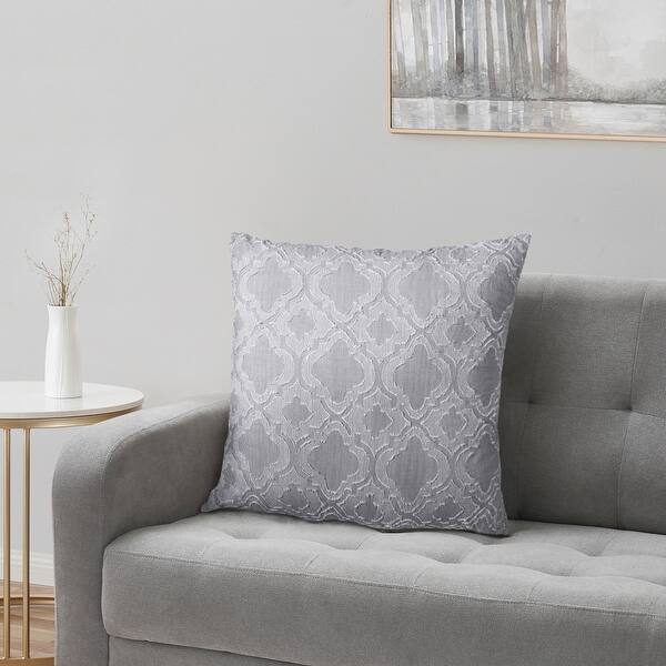 Tahari Home 26" x 26 " White/Grey Baxter Clip Ogee Decorative Euro